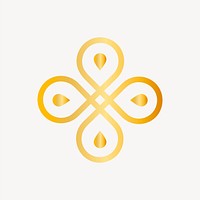 Yoga logo element, gold design element psd