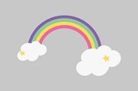 Cute rainbow, pastel illustration, collage element vector