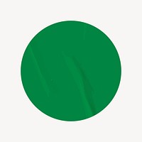 Green round badge, glued paper texture vector