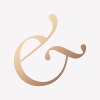 Gold ampersand typography element vector