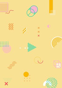 Memphis pattern background, cute yellow design vector