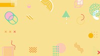 Cute yellow desktop wallpaper, Memphis frame background vector