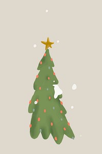 Decorated Christmas tree, festive collage element vector