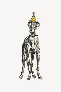 Greyhound collage element, birthday party design vector, remixed from artworks by Moriz Jung