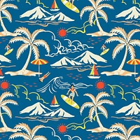 Tropical beach pattern illustration background vector