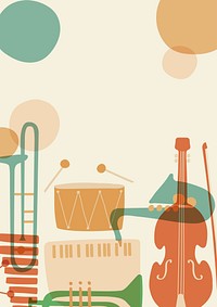 Music illustration beige border background, cute design  vector