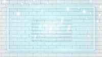 Neon blue computer wallpaper, brick wall design