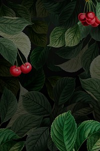 Cherry leaves background, nature illustration