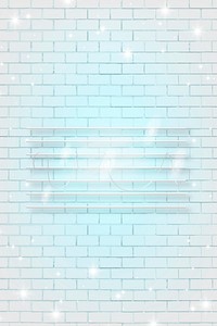 Neon blue background, brick wall design