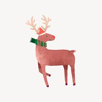 Reindeer illustration collage element, Christmas design 