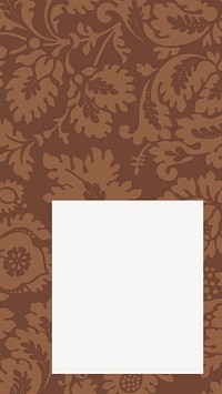 Brown floral patterned frame, William Morris design vector