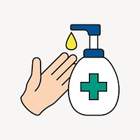 Hand using sanitizer, COVID-19 prevention graphic vector