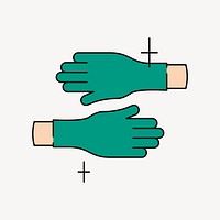 Hands wearing surgical gloves, healthcare graphic vector