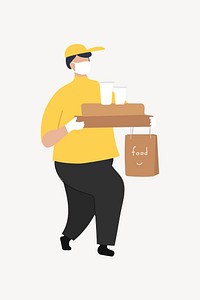 Food delivery man holding bags vector