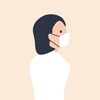 Woman wearing COVID-19 face mask illustration vector