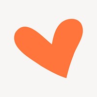 Orange heart, cute shape graphic vector