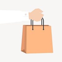 Hand holding shopping bag graphic vector