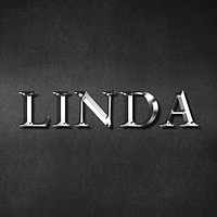 Linda typography in silver metallic effect design element