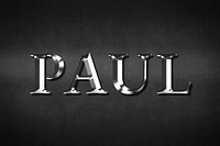 Paul typography in silver metallic effect design element