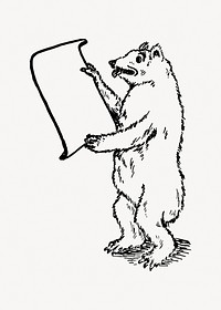 Bear reading clipart illustration vector. Free public domain CC0 image.