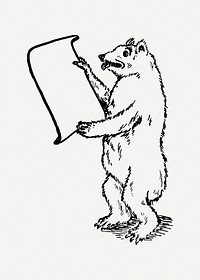 Bear reading clipart illustration psd. Free public domain CC0 image.