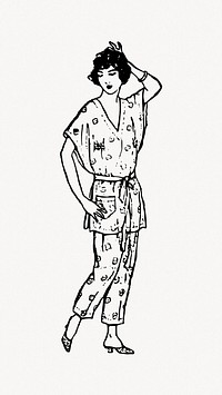 Vintage woman clipart illustration vector. Free public domain CC0 image.