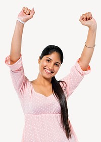 Cheerful Indian woman sticker, people image psd