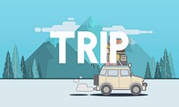 Illustration of discovery journey road trip traveling