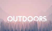 Outdoors word on nature background with trees