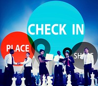 Check in Direction Navigation Share Application Concept