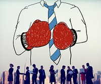 Businessman Boxing Conpetition Fighting Sport Agressive Concept