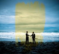 Businessmen Commitment Handshake Beach Relaxatiion Concept