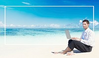 Businessman Working Thinking Summer Beach Concept