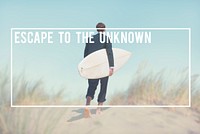 Businessman Surfboard Going Beach Concept