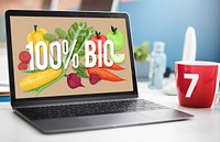 100% Bio Good Food Eat Well Concept