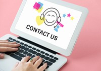 Illustration of contact us online customer services on laptop