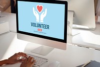 Volunteer Helping Hands Heart Icon Concept.