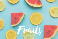 Watermelon Orange Healthy Fresh Fruits Words Concept