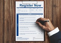 Register Now Document FIlling Form Concept