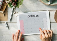October Monthly Calendar Weekly Date Concept