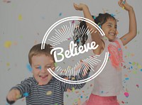 Believe Word Stamp Banner Graphic Kdis Background