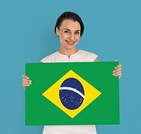 Woman Hands Hold Brazil Flag Patriotism