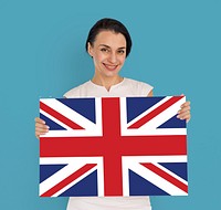 Woman Hands Hold England UK Flag Patriotism