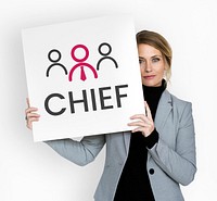 Businesswoman with illustration of leadership business organization