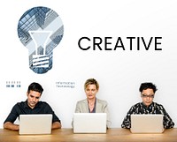 People with graphic of creative ideas digital technology light bulb