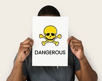 People holding placard with skull icon and chemicals dangerous