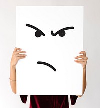 Illustration of agressive madness face on banner