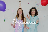 Young women enjoying balloons party happiness