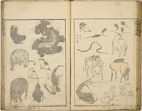 Random sketches by Hokusai volumes 1 to 11. Original public domain image from the MET museum.