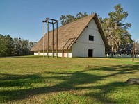                         The Mission church at Tallahassee, Florida's, Mission San Luis in the "Panhandle" portion of the state above the Gulf of Mexico                        